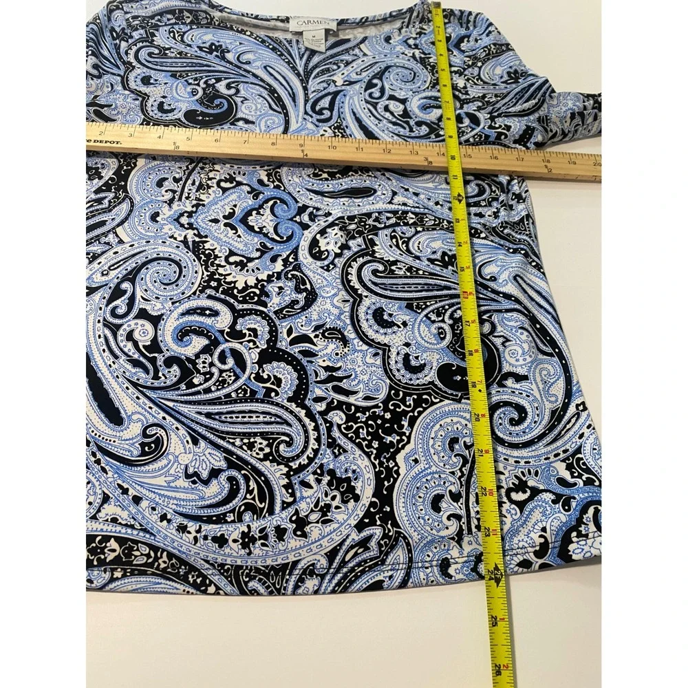 Travel Cruise Womens Blue Paisley 3/4 Sleeve Scoop Neck Top Size
M no wrinkles - Picture 4 of 7